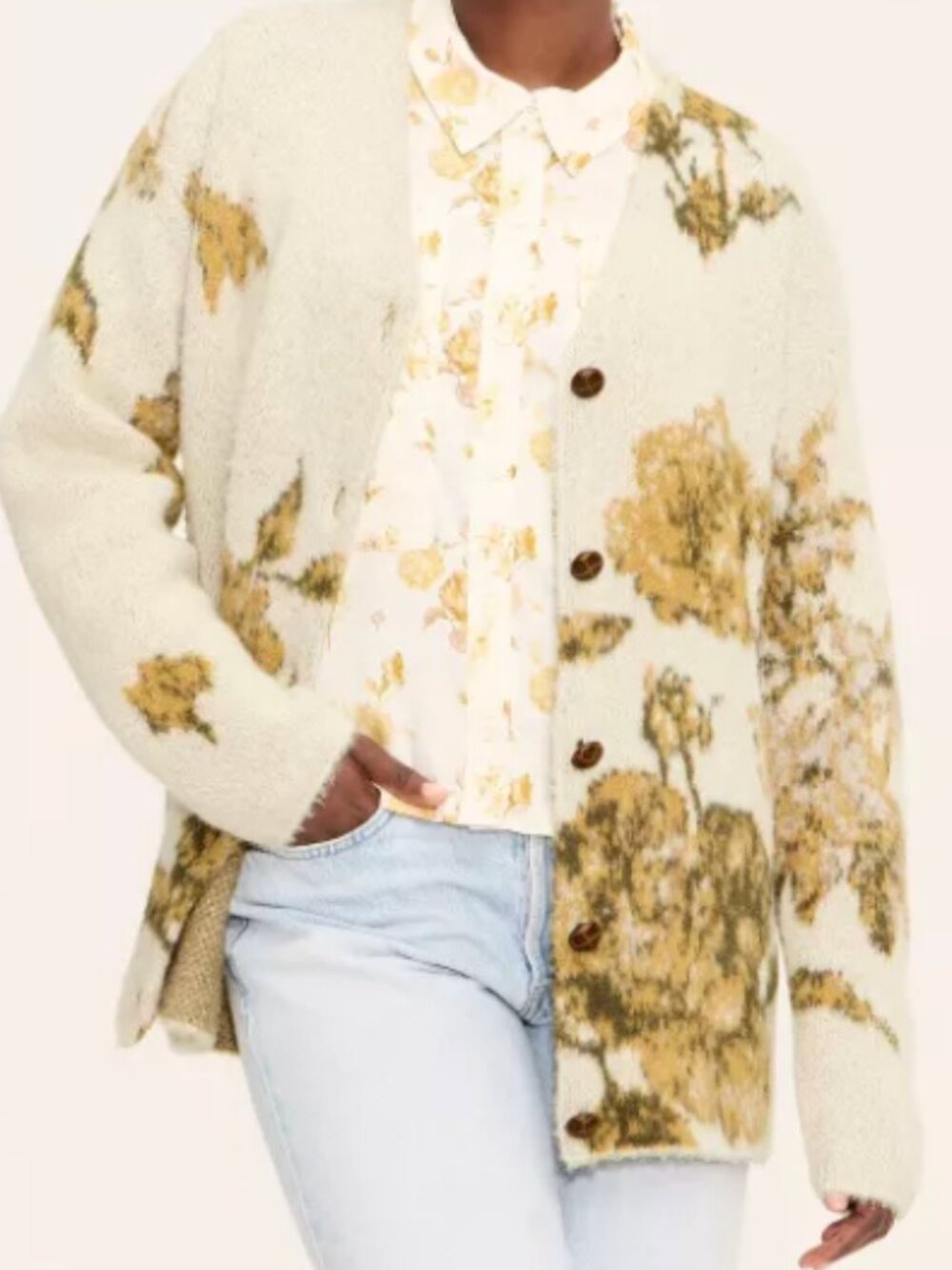 Woolrich x Target button front cardigan floral print